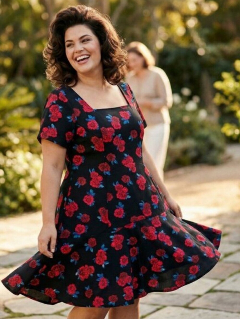 Lane Bryant Rose print Fit & Flare dress size 24 NWOT Gorgeous Scuba fabric